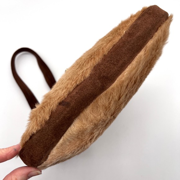 VINTAGE Kangaroo and Suede Shoulder Bag Womens Brown Tan Fur 60s to 70s Era - Picture 6 of 11